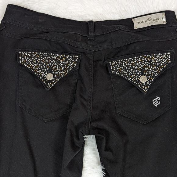 Y2K Vintage Rocawear Embellished Pockets Jeans Black Size 11 Roca Wear - Picture 4 of 12